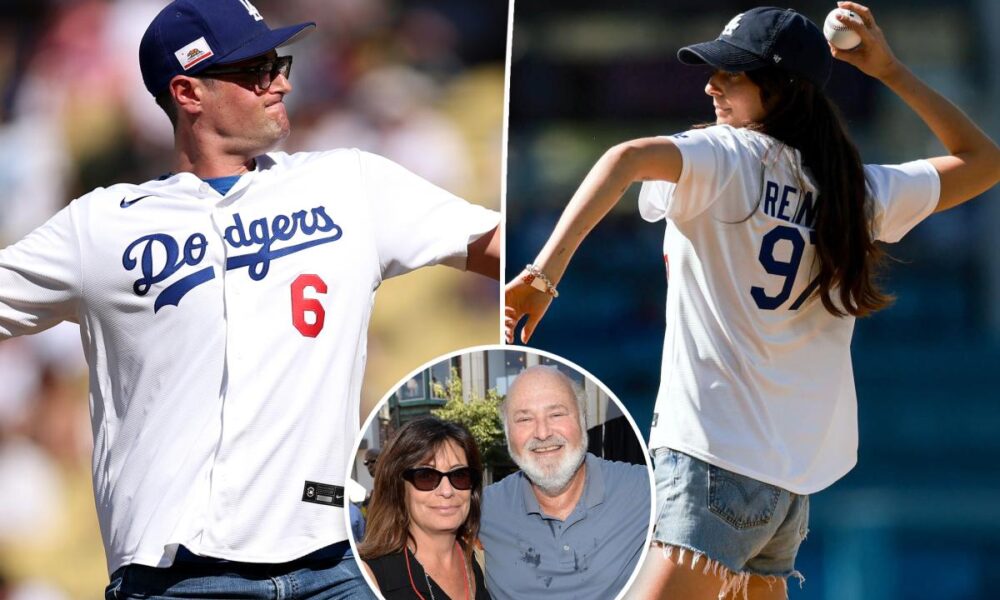 Rob and Michele Reiner’s kids Jake and Romy throw first pitch at Dodgers game in heartbreaking tribute