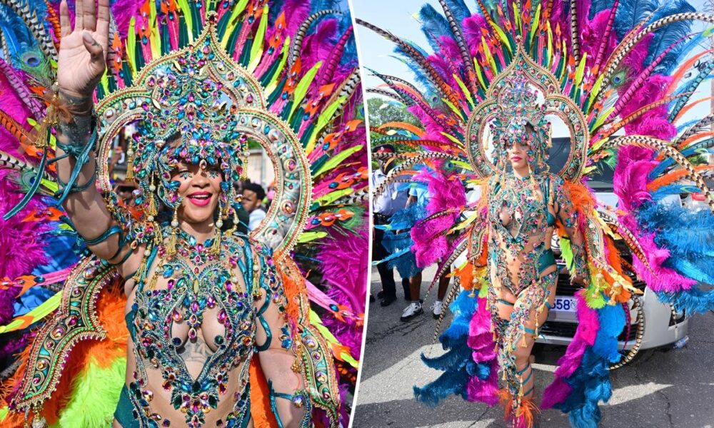 Rihanna dazzles in bejeweled Carnival outfit at Barbados’ Crop Over 2026
