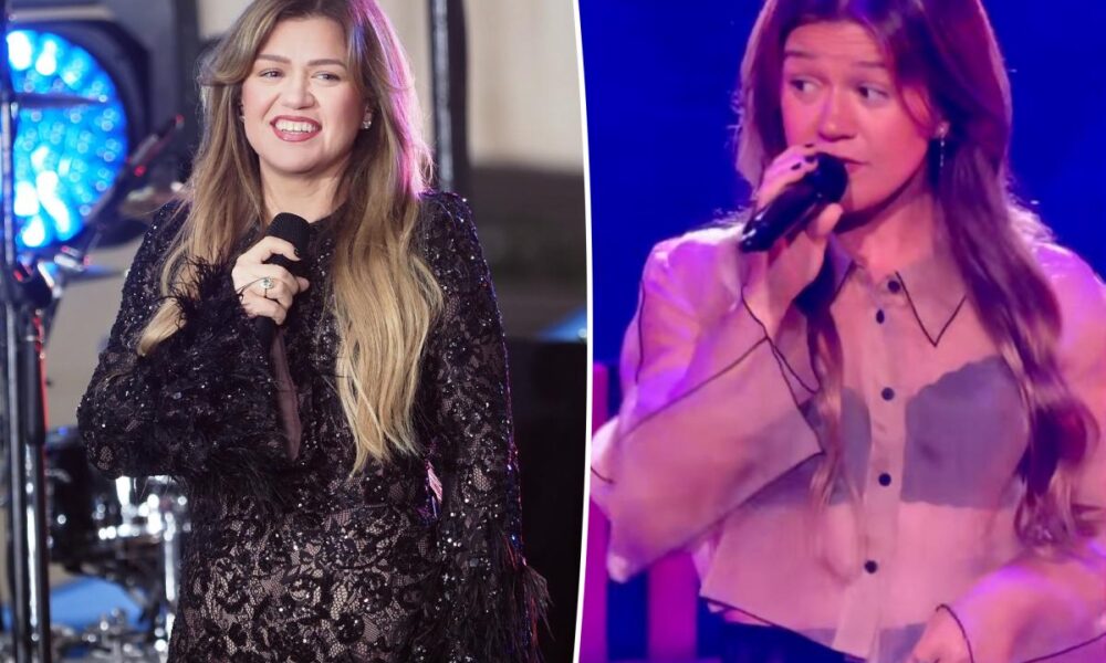 Kelly Clarkson jokes about her ‘perfect’ boobs while narrowly avoiding wardrobe malfunction
