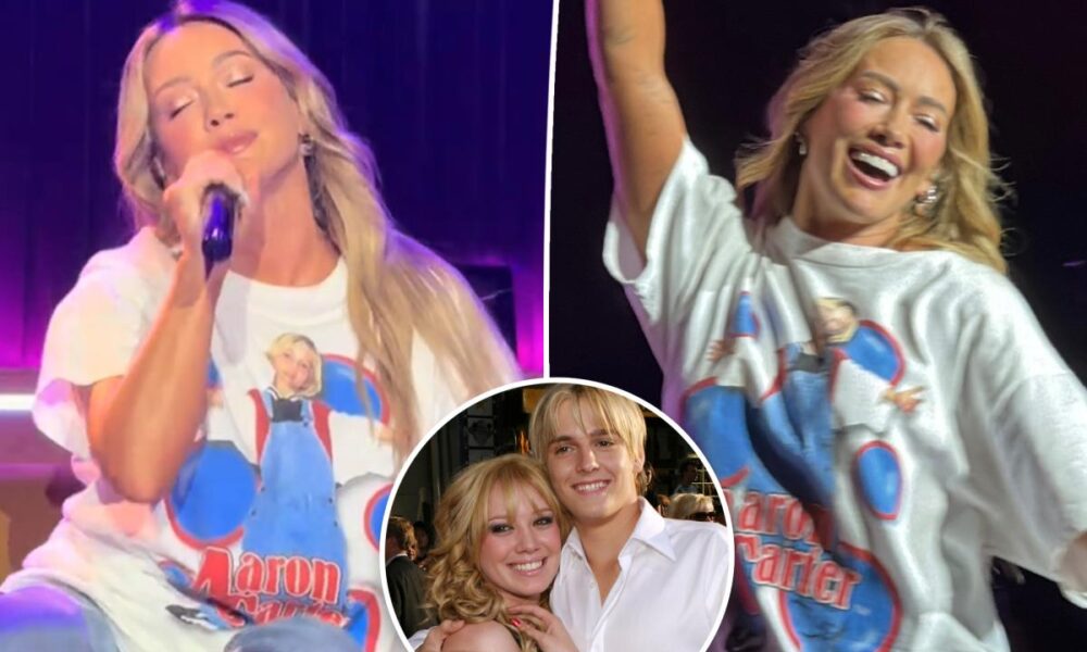 Hilary Duff pays tribute to late ex-boyfriend Aaron Carter during Philadelphia concert