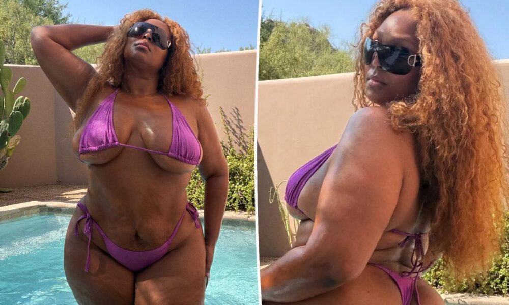 Lizzo models teeny purple string bikini to ring in ‘Fat Liberation Month’