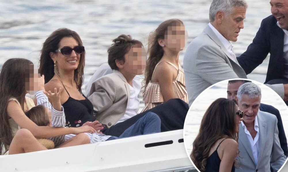 George and Amal Clooney step out with rarely seen twins, Ella and Alexander, at charity event