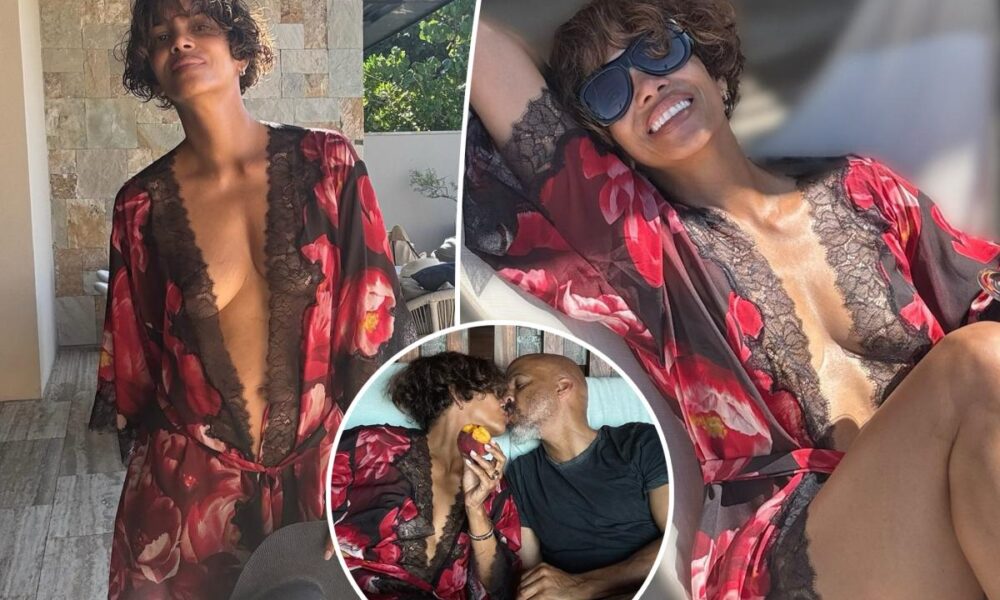Halle Berry celebrates 60th birthday in sheer silky robe