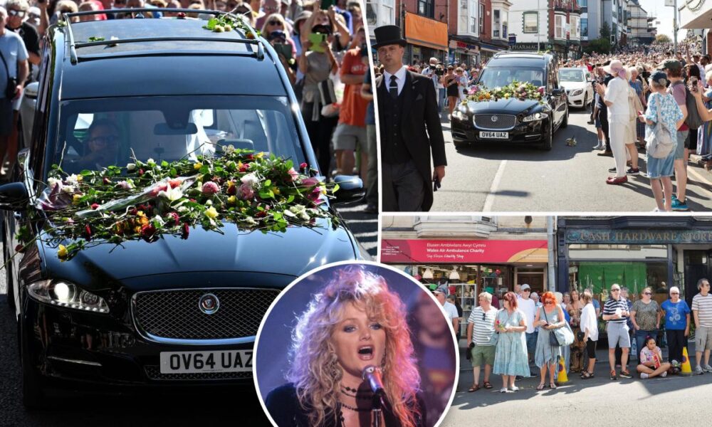 Thousands of Bonnie Tyler fans line the streets of Wales as late singer’s coffin is brought home