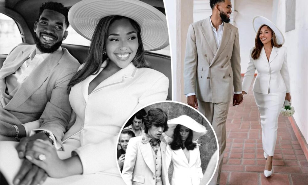 Jordyn Woods channeled Bianca Jagger for secret Karl-Anthony Towns courthouse wedding ceremony