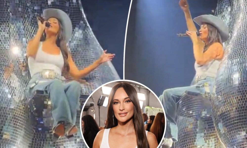 Kacey Musgraves sings atop giant ‘disco balls’ during cheeky tour performance