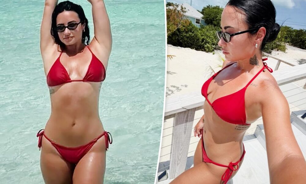 Demi Lovato wears red bikini on birthday trip in the Bahamas