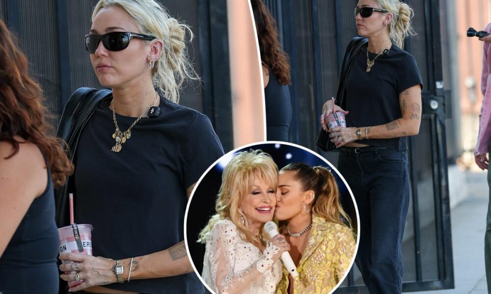 Somber Miley Cyrus arrives at LA studio in first outing since godmother Dolly Parton’s death