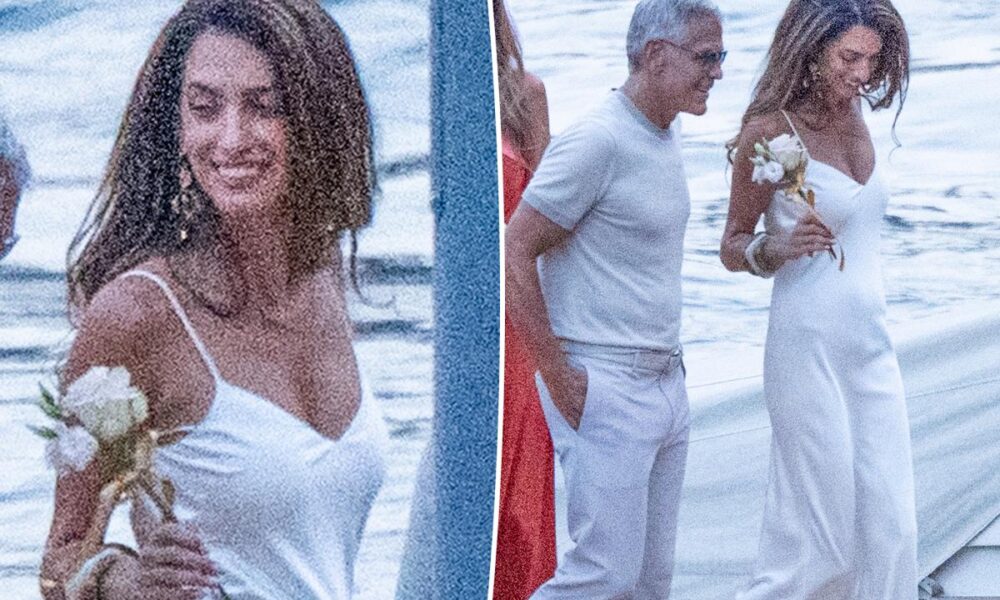Amal Clooney goes slinky in white slip dress with George for Lake Como date night