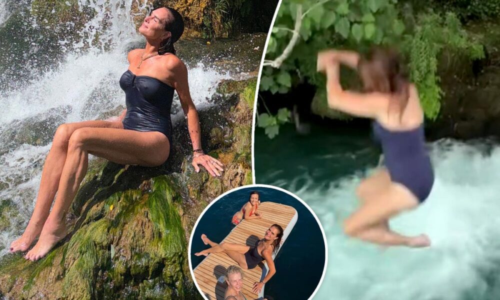 Brooke Shields makes splash in black swimsuit during Croatia trip