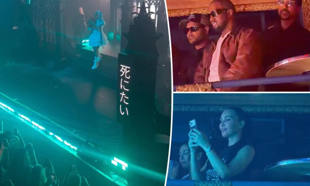 Kim Kardashian and ex Kanye West keep their distance as they support North at her first solo concert