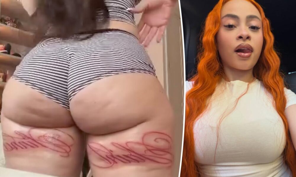 Ice Spice shows off new ‘Saint’ and ‘Sinner’ tattoos on the back of her thighs in cheeky video