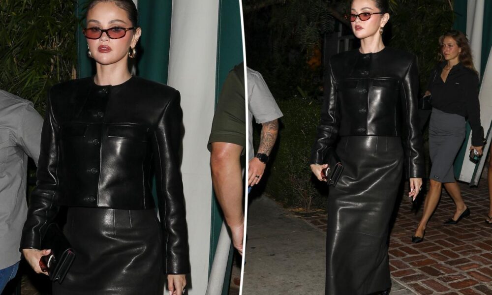 Selena Gomez doubles up on head-to-toe leather for fall dinner in LA