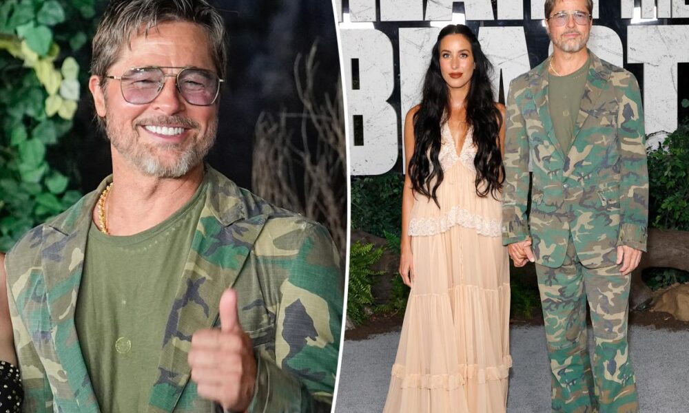 Brad Pitt gets into character in camo suit at ‘Heart of the Beast’ premiere