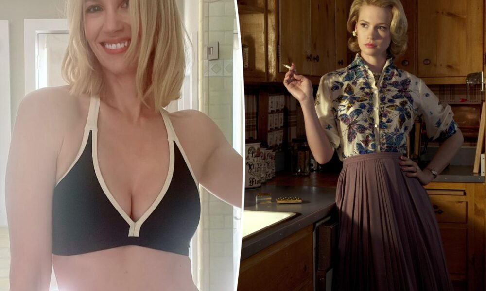 ‘Mad Men’ alum January Jones rocks black-and-white bikini