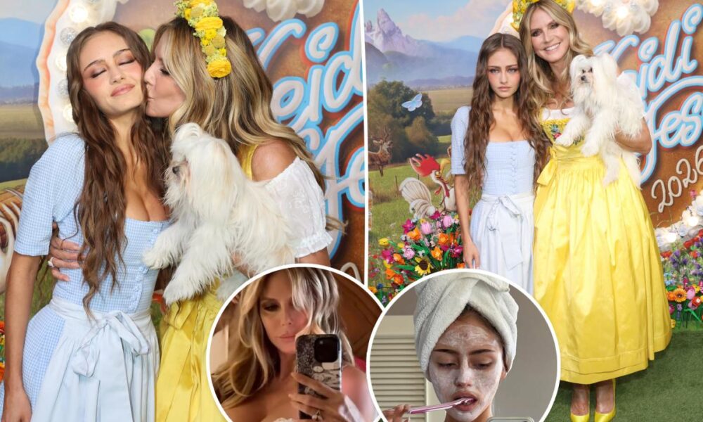 Heidi Klum, 53, and look-alike daughter Leni, 22, wear matching white lingerie