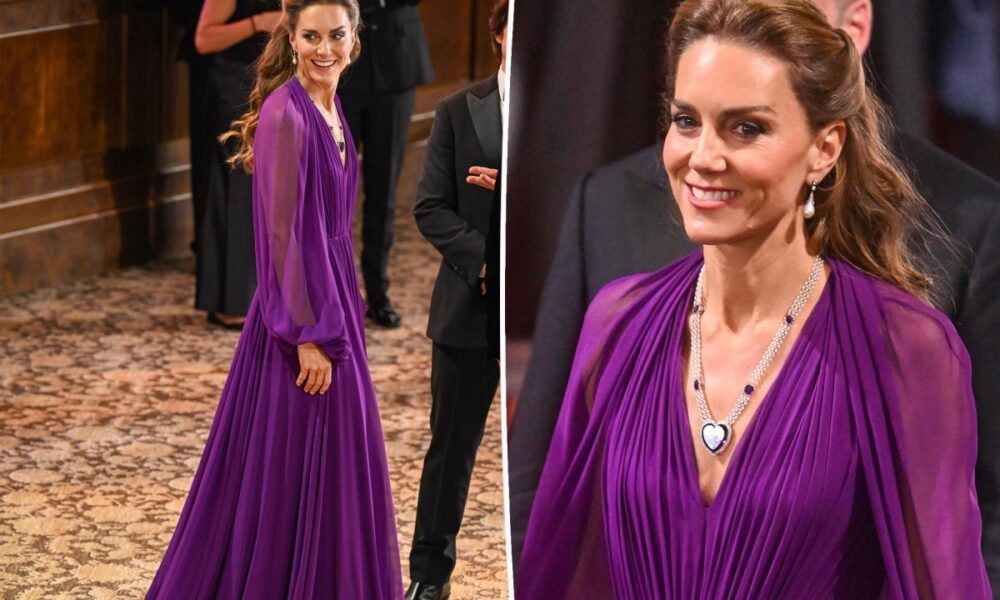 Kate Middleton wows in purple dress and rarely seen royal necklace at ‘Digger’ premiere