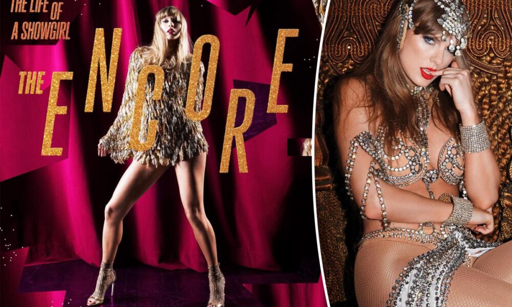 Taylor Swift sparkles in fringe minidress for ‘The Life of a Showgirl: The Encore’