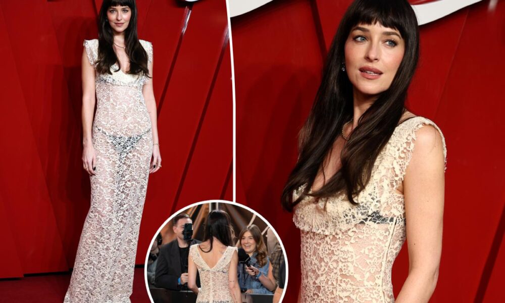 Dakota Johnson dons sheer lace dress, peekaboo lingerie at ‘Verity’ London premiere