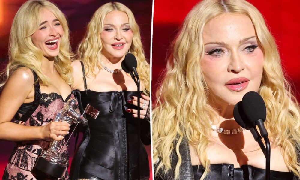 Madonna accepts VMAs 2026 award in $2.8M diamond necklace and grills