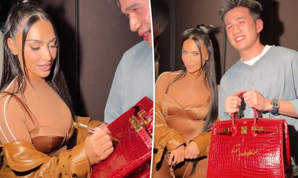 Kim Kardashian signs fan’s $45K Hermès Birkin bag at Shanghai Skims event