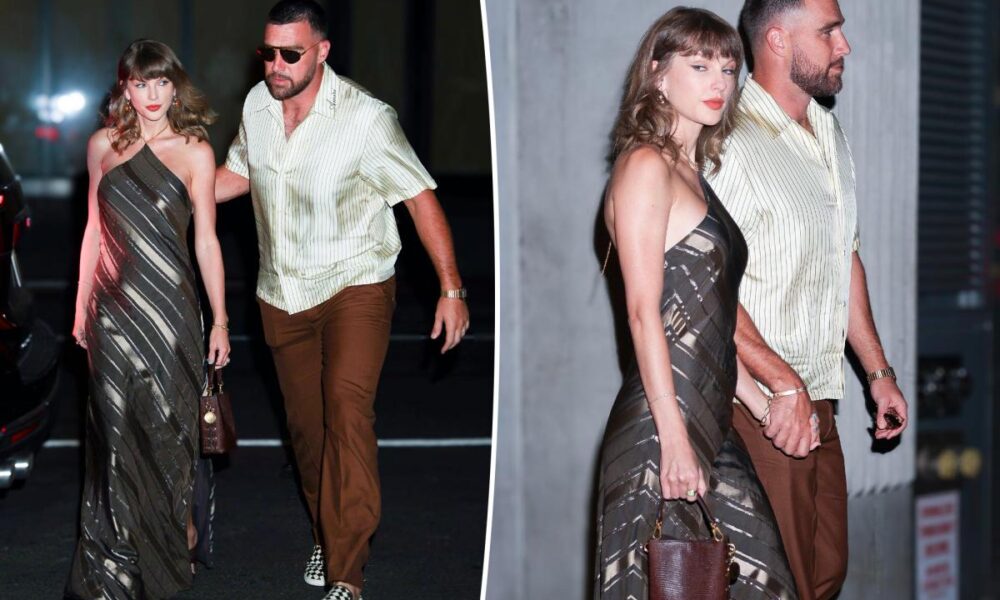 Taylor Swift and Travis Kelce match in silky stripes for NYC date night