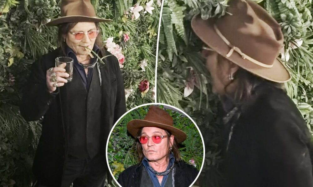 Johnny Depp eats decorative plant at Las Vegas party in bizarre video