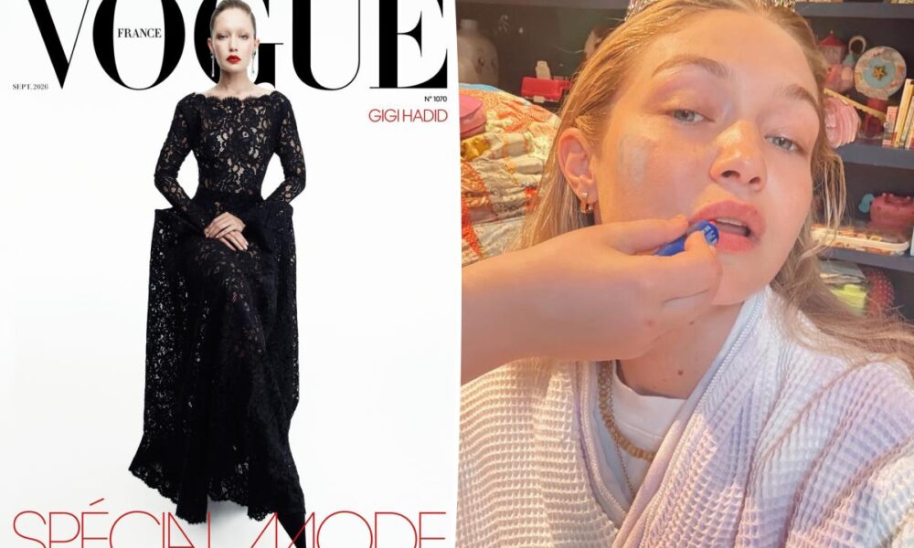 Gigi Hadid debuts bleached eyebrows on Vogue France September cover