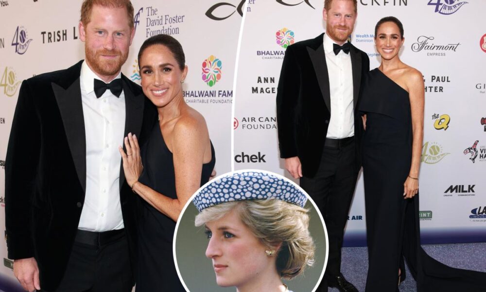 Meghan Markle wears Princess Diana’s diamond and sapphire earrings on Prince Harry date night