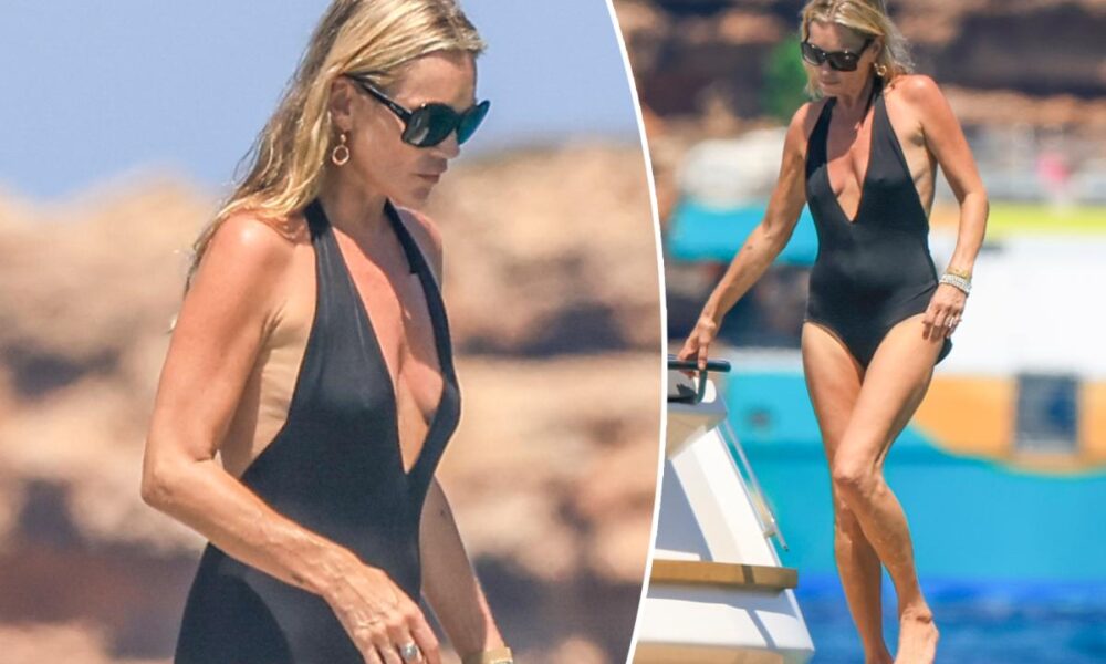 Kate Moss turns up the heat in black swimsuit while vacationing with daughter Lila in Spain