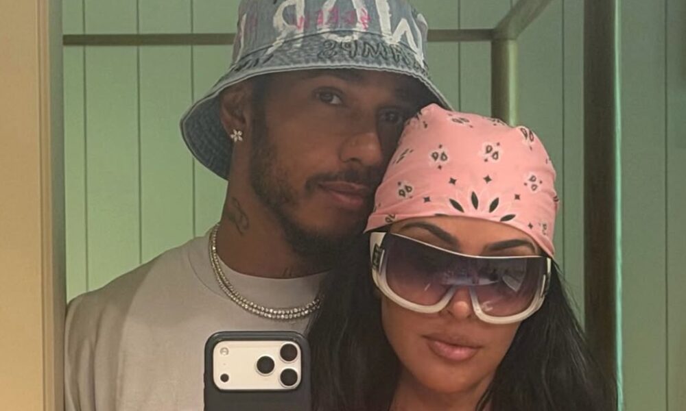 Kim Kardashian and Boyfriend Lewis Hamilton Show Off Couple-Coordinated Look During Tropical Getaway