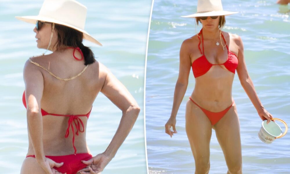 Eva Longoria, 51, takes a dip in red-hot cheeky bikini