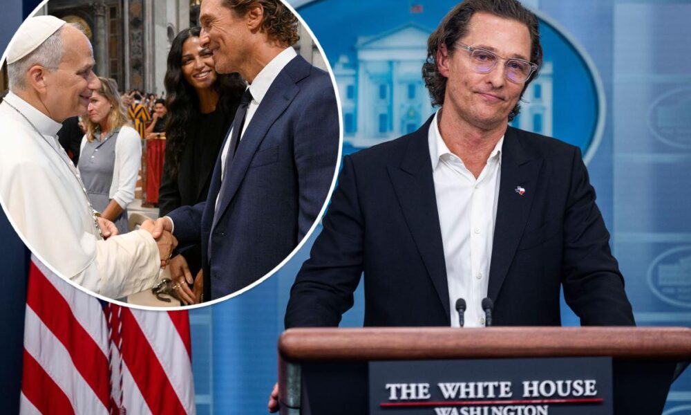 Matthew McConaughey teases political ambitions during visit with Pope Leo XIV in Vatican City