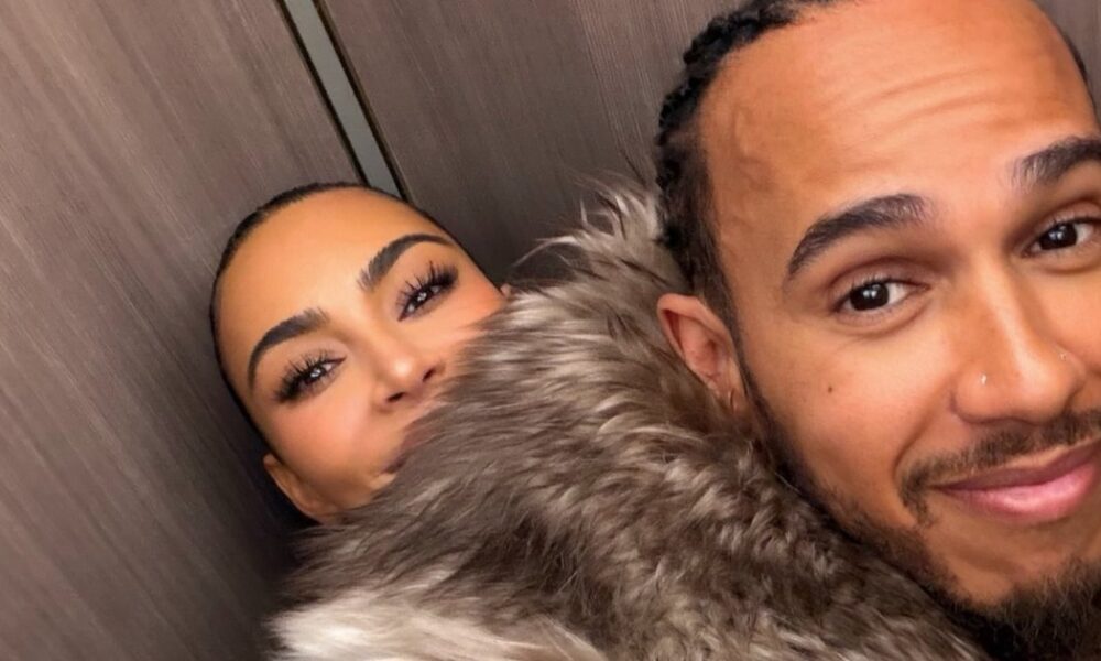 Kim Kardashian Cuddles Up to Boyfriend Lewis Hamilton in New Loved-Up Couple Selfies
