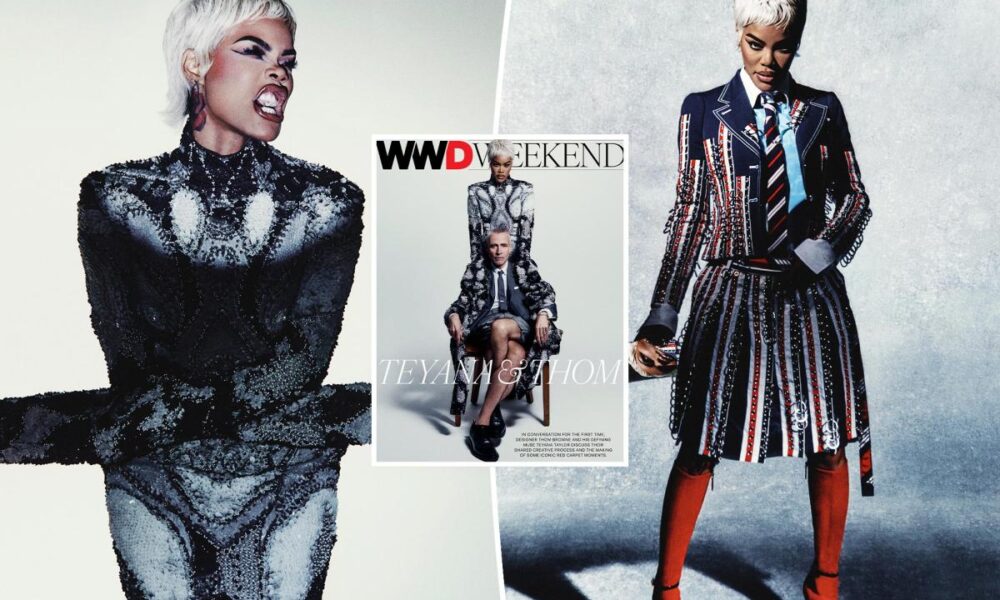 Teyana Taylor covers WWD Weekend in Thom Browne dress with impossibly long sleeves