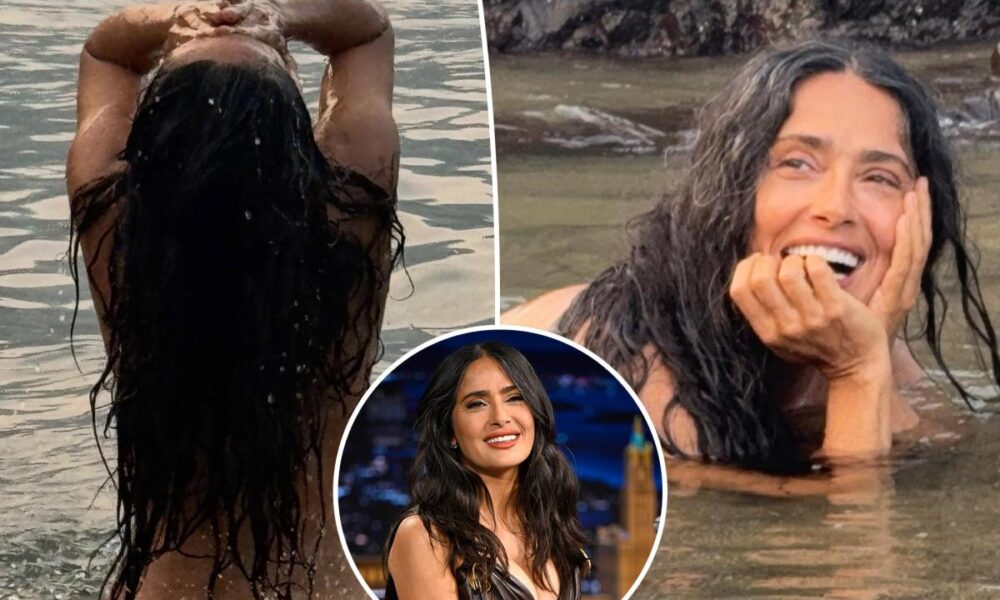 Salma Hayek ditches her clothes for a swim as she celebrates turning 60