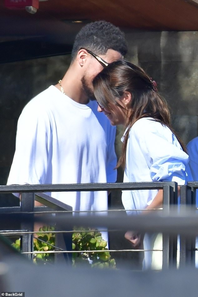 Palpable chemistry: At one point the Phoenix Suns shooting guard was seen looking smitten as he leaned in to the Vogue cover girl's ear and whispered something that made her giggle