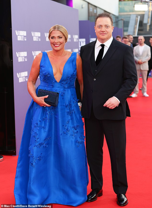 Picture perfect: Brendan was proudly supported by his glamorous partner Jeanne Moore at the UK premiere of The Whale at the BFI London Film Festival