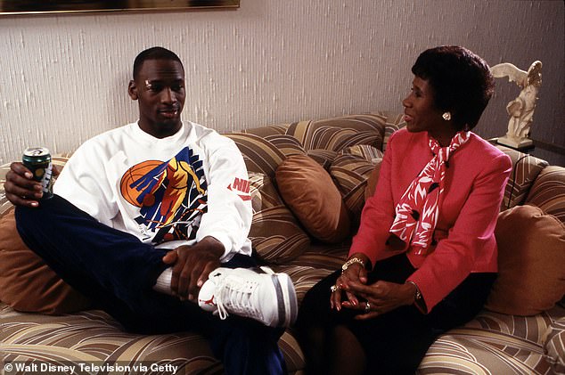 (L-R) Deloris Jordan and Michael Jordan pictured on 'Superstars And Their Moms' in 1988. Jordan himself doesn't appear in the movie Air