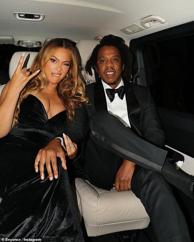 Beyoncé with Jay Z on 6 October 2021 at the premiere of The Harder They Fall in London