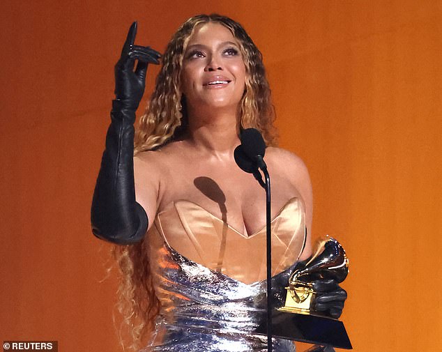 Beyoncé, pictured accepting the award for Best Dance/Electronic Music Album at the 65th Grammy Awards in LA in February, is one of the most successful artists of all time