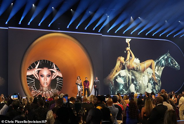 Beyoncé accepts the award for best dance/electronic music album for "Renaissance" at the 65th annual Grammy Awards on Sunday, on 5 February, 2023, in Los Angeles