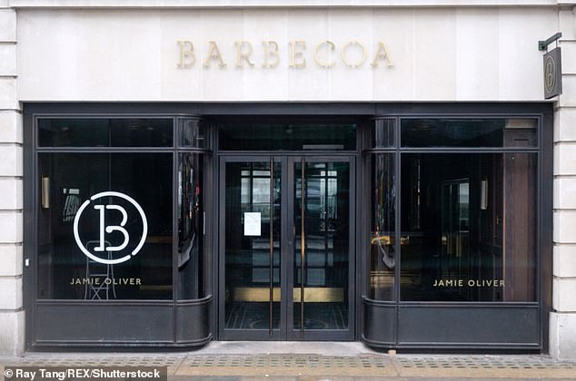 Jamie Oliver's Barbecoa steak restaurant in Piccadilly (pictured) had closed by March 2018