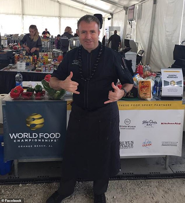 Joseph J Reinhart (pictured) worked in Hugh Hefner's kitchen, starting out in 2002 as an intern and then rising through the ranks to become Chef de Cuisine