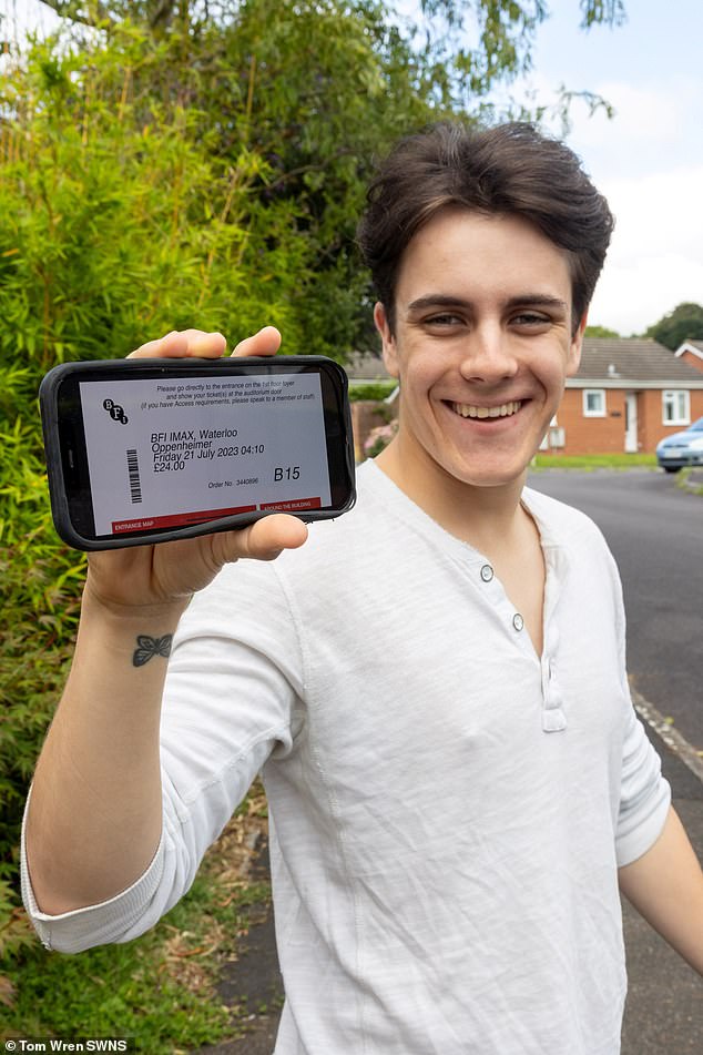 At a total run time of more than seven-and-a-half hours and involving a 300-mile round trip to London, the 22-year-old’s movie marathon was no small feat (pictured: Mitch Corrigan)