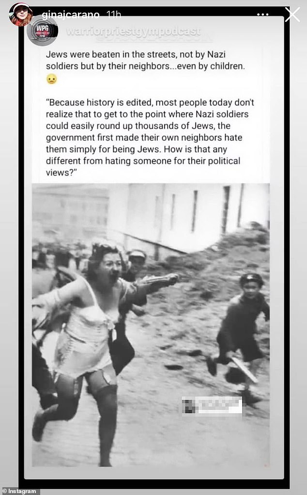 Carano was terminated by Disney after a string of politically tinged social media posts, including one that compared treatment of modern American conservatives to Jews during the Holocaust
