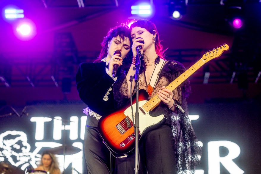 Abigail Morris and Lizzie Mayland of The Last Dinner Party perform onstage at the 2024 Coachella Valley Music and Arts Festival