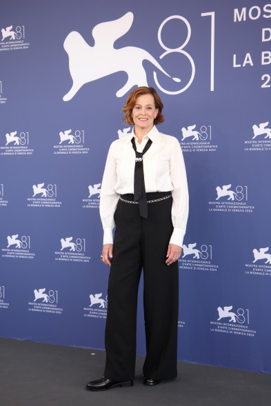 Sigourney Weaver wears Chanel at the "Beetlejuice Beetlejuice" photocall during the Venice Film Festival 2024.