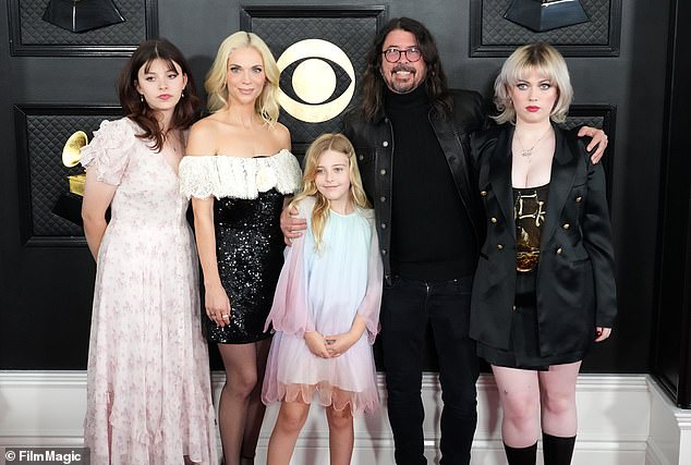 The couple share three daughters (L-R) Harper, 15, Ophelia, 10, and Violet, 18 (pictured at the Grammy Awards in 2023)
