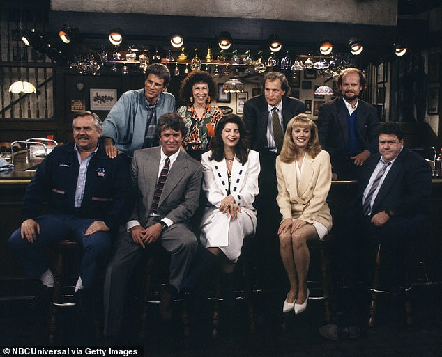 Wendt and Long (middle right) have been connected since their time on Cheers together, back in 1982. Wendt played the role of the bar regular Norm Peterson (right) while Long played ditzy barmaid Diane Chambers